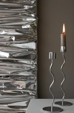 Curved ljusstake 23 cm, Stainless Steel