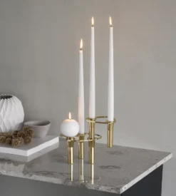 Curve Ljusstake, gold, tray