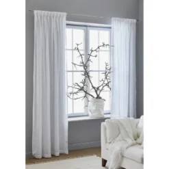 Dalsland gardin med veckband och kanal, optical white