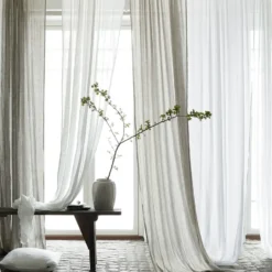 Dalsland gardin med veckband och kanal, optical white
