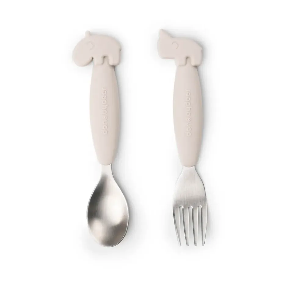 Deer Friends Easy-grip bestickset 2 delar, Sand