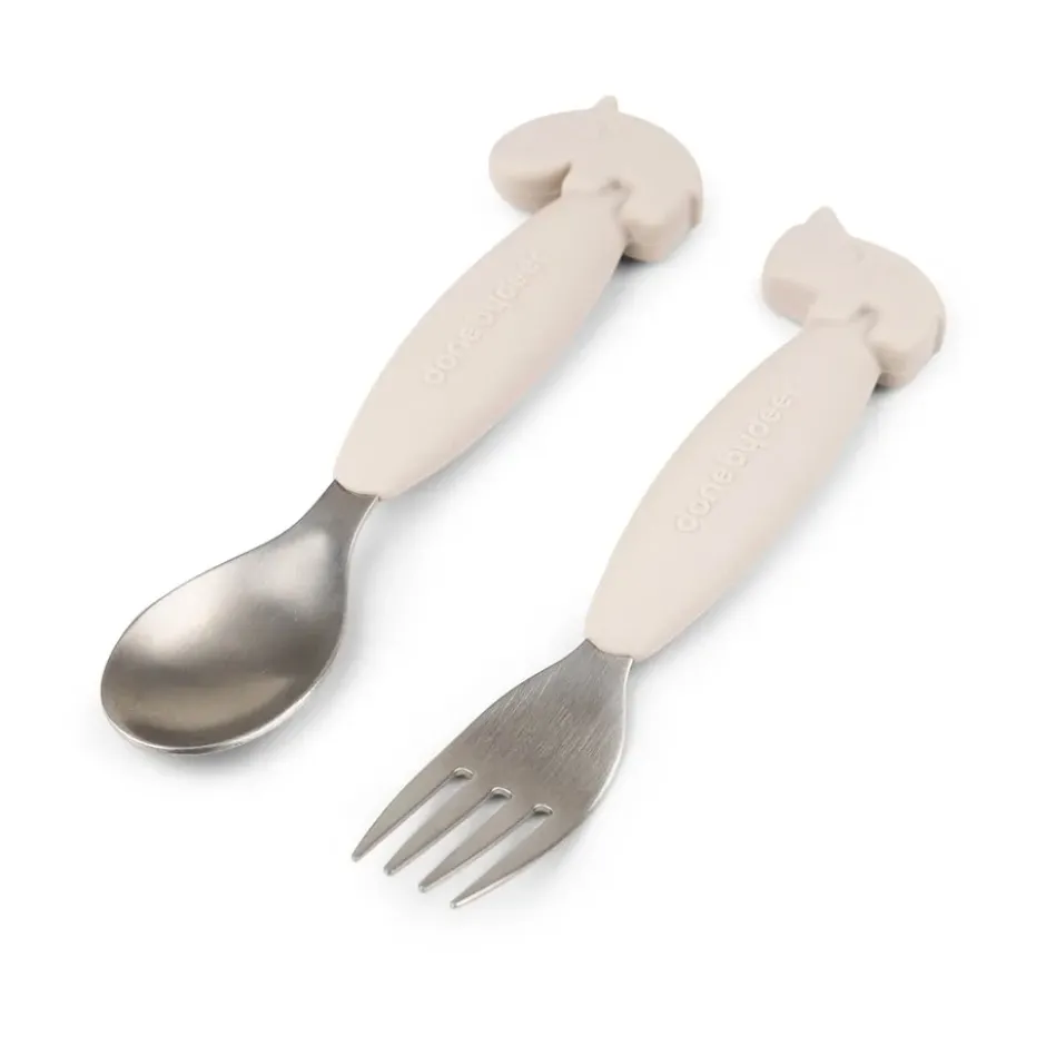 Deer Friends Easy-grip bestickset 2 delar, Sand