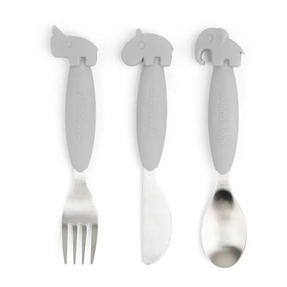 Deer Friends Easy-grip bestickset 3 delar, Grey