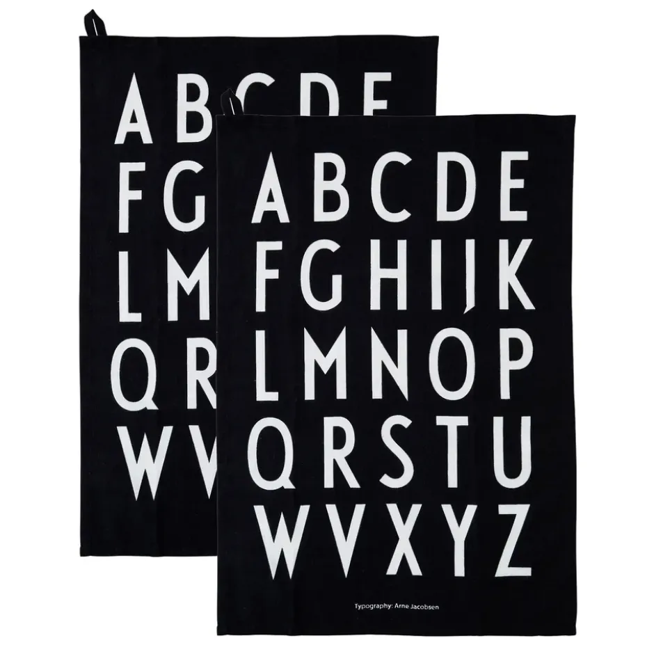 Design Letters kökshandduk 40x60 cm 2-pack, Svart