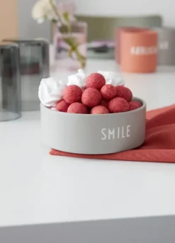 Design Letters snacksskål Ø12 cm, Smile-grey