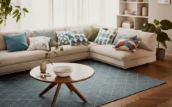 Diamond matta, Heaven blue/offwhite, 230x336 cm