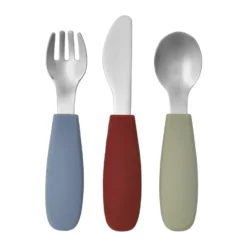 Dine bestickset silikon 3 delar, Green-blue
