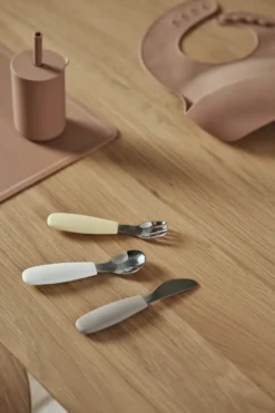 Dine bestickset silikon 3 delar, Taupe