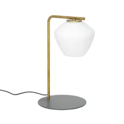 DK bordslampa, rå mässing/matt vit