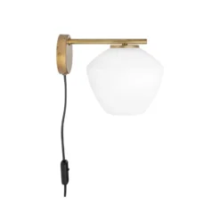 DK 1-Låg vägglampa, rå mässing/matt vit