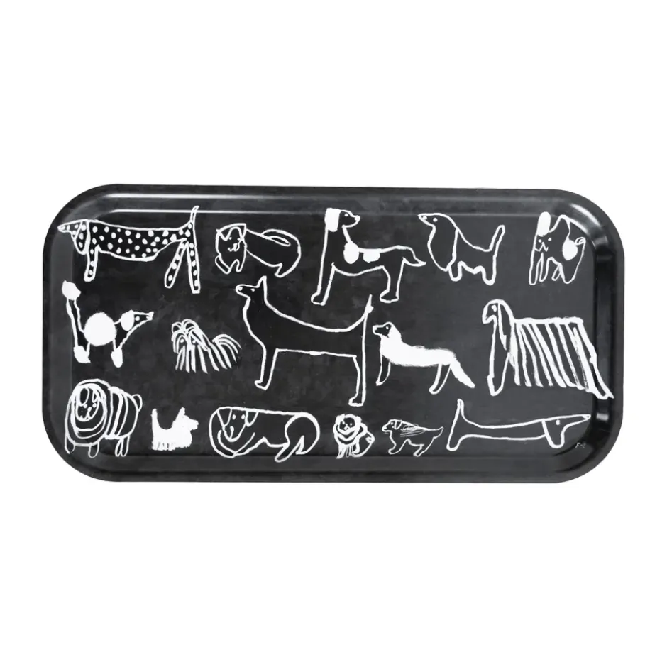Dogs bricka 22x43 cm, Black-white