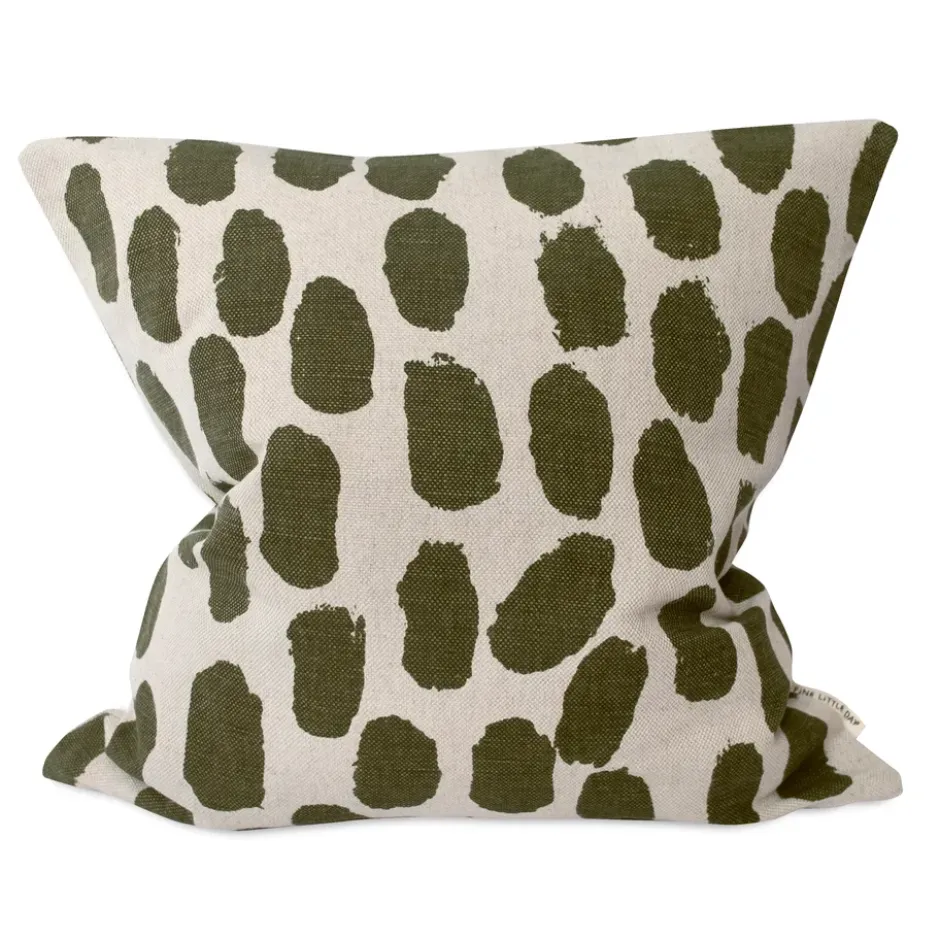 Dots kuddfodral 48x48 cm, Beige-olivgrön