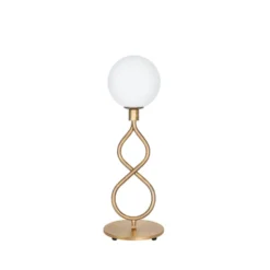 Eld Klot bordslampa, mässing rå, matt vit