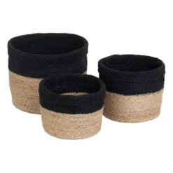 Elin förvaringskorg 3-pack, Natur-svart