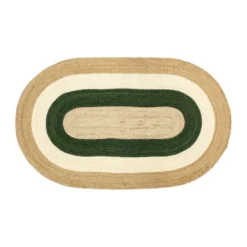 Elin striped oval jutematta 92x150 cm, Green
