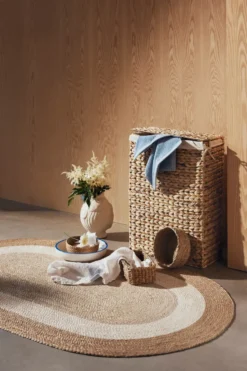 Elin striped oval jutematta 92x150 cm, Natural
