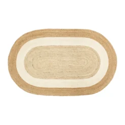Elin striped oval jutematta 92x150 cm, Natural