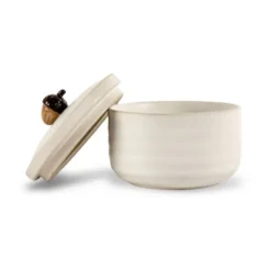 Ellen ekollonburk med lock Ø13,5 cm, Off white