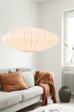 Ellipse lampskärm 65 cm bomull, Vit