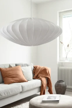 Ellipse lampskärm 80 cm bomull, Vit