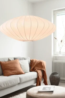 Ellipse lampskärm 80 cm bomull, Vit