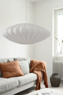 Ellipse lampskärm 65 cm linne, Vit