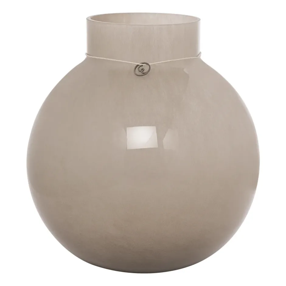Ernst glasvas rund beige, H22 cm Ø21 cm