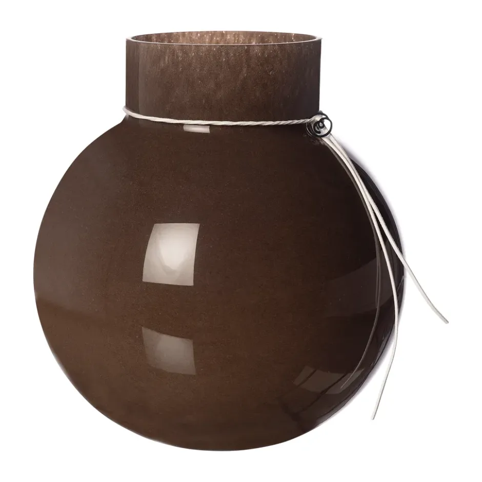 Ernst glasvas rund brun, H22 cm Ø21 cm