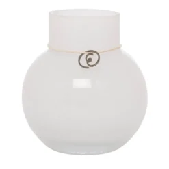 Ernst glasvas rund vit, H10 cm Ø9 cm