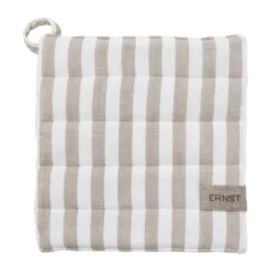 Ernst grytlapp bred rand 23x25 cm, Beige-vit rand