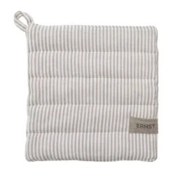 Ernst grytlapp randig 23x25 cm, Beige-vit rand