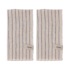 Ernst servetter 2-pack randig 40x40 cm, Blå-beige