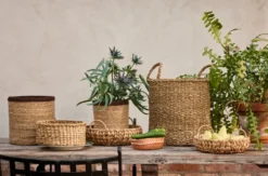 Esther cylinder förvaringskorg med handtag 2-pack, Natural