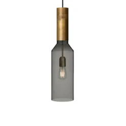 Fenomen pendel, rökfärgat glas, rå mässing, liten