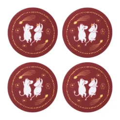 Festliga stunder mumin glasunderlägg 4-pack, Ø9 cm