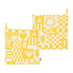 Fest mumin grytlapp 22x22 cm 2-pack, Gul