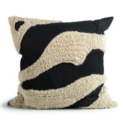 Fluffy kudde 50x50 cm, Black-beige