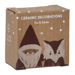 Fox & Santa dekorationshänge 2 delar, Röd-vit-brun