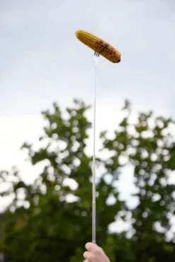 Fredde korvgaffel utfällbar, Rostfritt stål-gummiträ