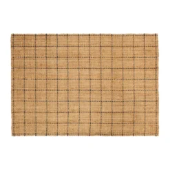 Freja jutematta rutig 160x230 cm, Natural-dark grey