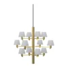 Gil krona 12 ljuskrona, Satin brass-opal glas