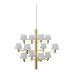 Gil krona 12 ljuskrona, Satin brass-opal glas