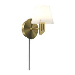 Gil vägglampa, Satin brass-opal glas