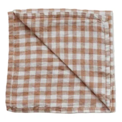 Gingham rutig linneservett 45x45 cm, Biscuit