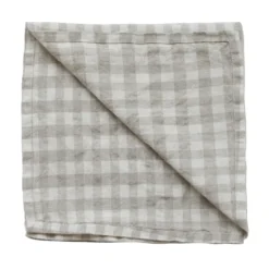 Gingham rutig linneservett 45x45 cm, Natural