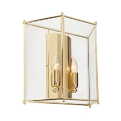 Glimminge vägglampa, glas/mässing