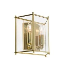 Glimminge vägglampa, glas/mässing