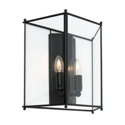 Glimminge vägglampa, glas/svart