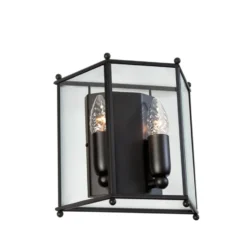 Glimminge vägglampa, glas/svart