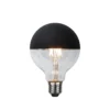 Glob LED ljuskälla, klar, toppförspeglad svart, e27, 2,8w e27, 4w
